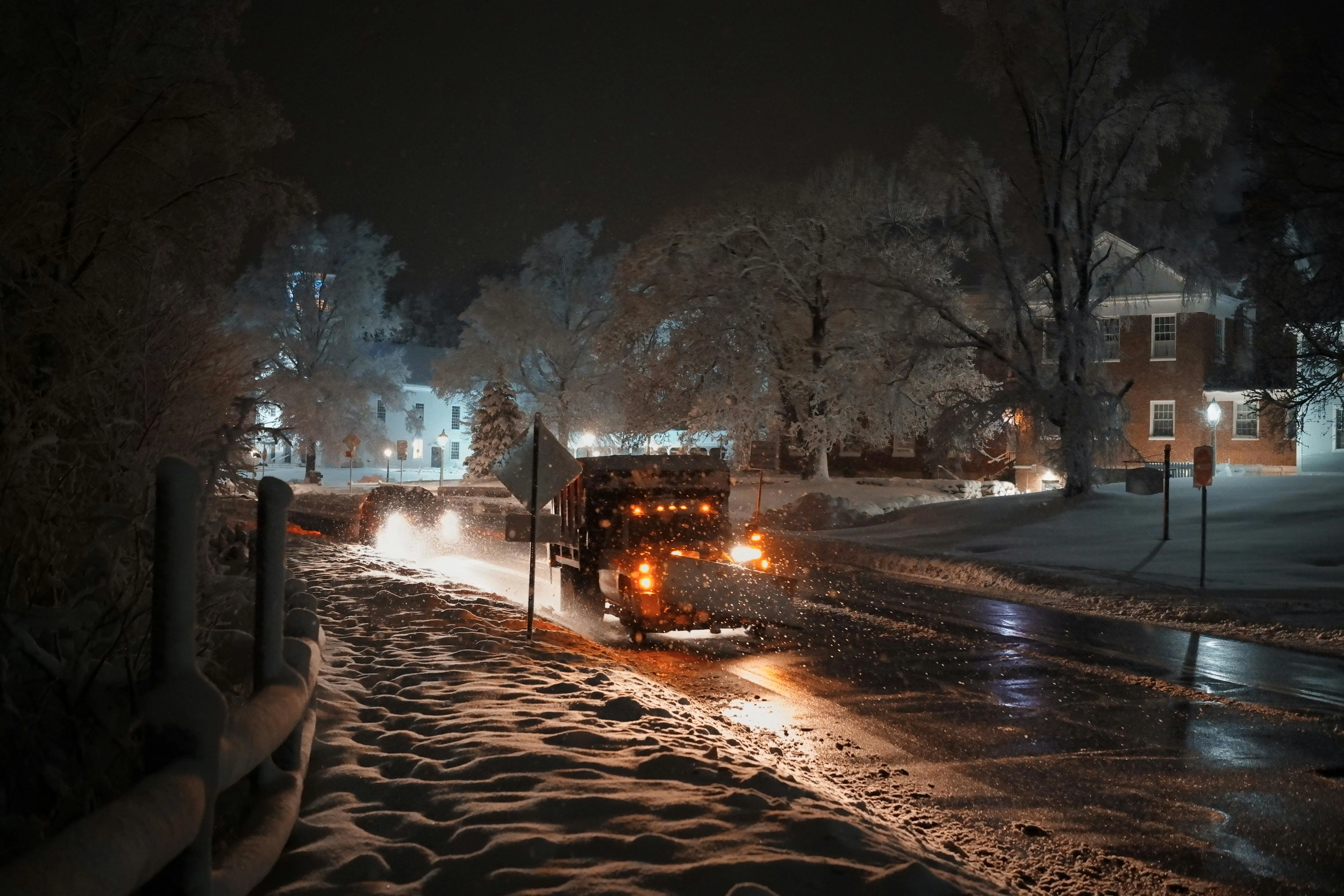 Snow removal at night. Regina, Saskatchewan.